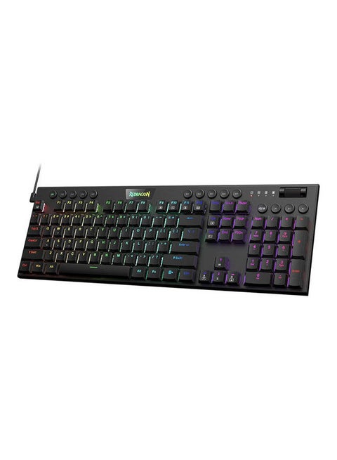 K619 Horus RGB Mechanical Keyboard, Ultra-Thin Designed Wired Gaming Keyboard w/Low Profile Keycaps, Dedicated Media Control & Linear Red Switch, Pro Software Supported