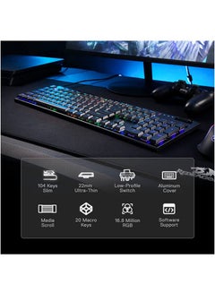 REDRAGON K619 Horus RGB Mechanical Keyboard, Ultra-Thin Designed Wired Gaming Keyboard w/Low Profile Keycaps, Dedicated Media Control & Linear Red Switch, Pro Software Supported  - Image 2