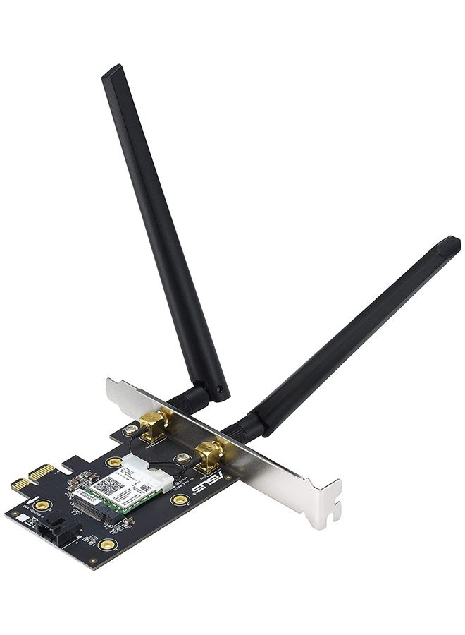 ASUS - PCE-AX3000 WiFi 6 (802.11ax) Adapter with 2 External Antennas. Supporting 160MHz for Total Data Rate up to 3000Mbps, Bluetooth 5.0, WPA3 Network Security, OFDMA and MU-MIMO Black - Image 1