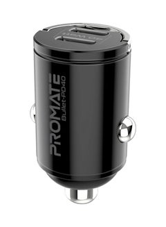 PROMATE iPhone 15,Car Charger Ultra-Compact Fast 40W Power Delivery Adapter With Dual USB-C Ports Built-In Mini Handle Aluminum Alloy And Short-Circuit Protection,Galaxy S22 Black Black  - Image 1