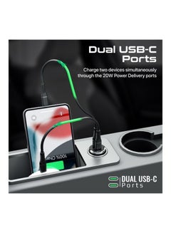 PROMATE iPhone 15,Car Charger Ultra-Compact Fast 40W Power Delivery Adapter With Dual USB-C Ports Built-In Mini Handle Aluminum Alloy And Short-Circuit Protection,Galaxy S22 Black Black  - Image 3