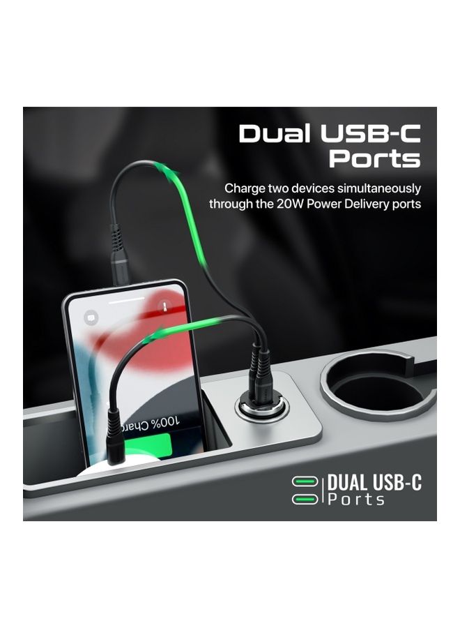 PROMATE iPhone 15,Car Charger Ultra-Compact Fast 40W Power Delivery Adapter With Dual USB-C Ports Built-In Mini Handle Aluminum Alloy And Short-Circuit Protection,Galaxy S22 Black Black  - Image 3