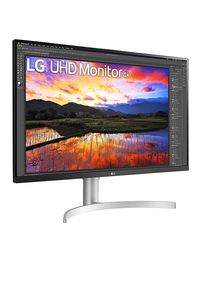 إل جي - شاشة 32UN650-W مقاس 31.5 بوصة بدقة 4K UHD (3840 × 2160) IPS فائقة الدقة مع HDR10، وDCI-P3 95% من التدرج اللوني، وAMD FreeSync، وMAXXAUDIO، ووضع الألعاب، فضي أسود فضي أسود - Image 1