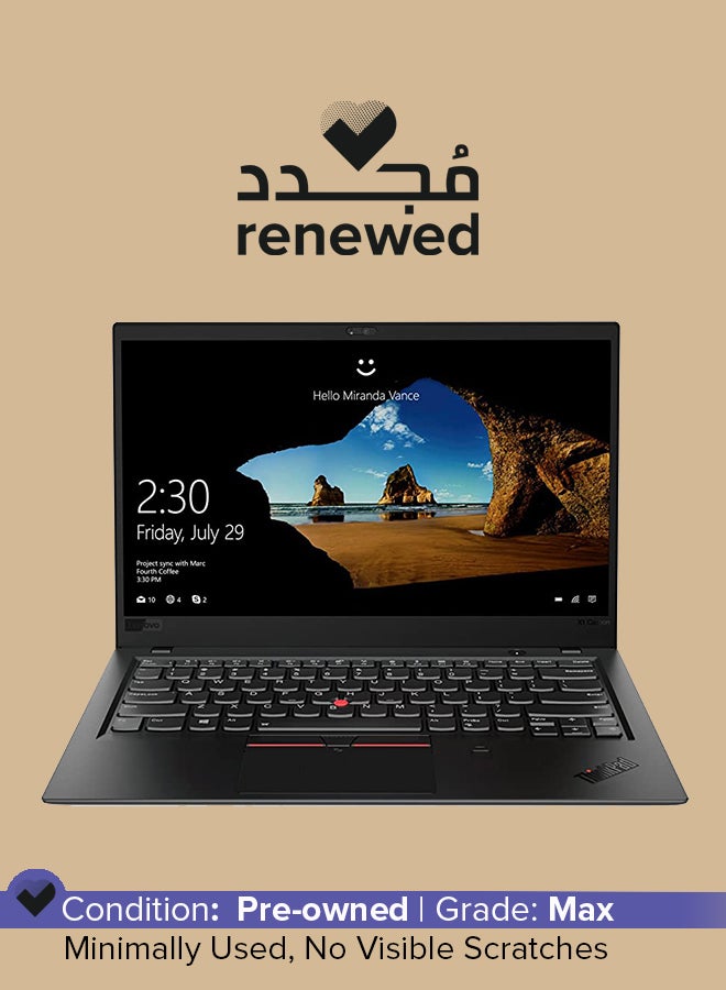 Renewed - X1 carbon Laptop With 14-Inch FHD Display,Core i5 Processor/7th Gen/8GB RAM/256Gb SSD/Intel HD Graphics English Black