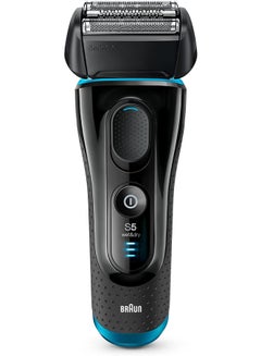 BRAUN Series 5 5140s Men’s Electric Foil Shaver, Wet & Dry, Pop Up Precision Trimmer Black/Blue  - Image 1
