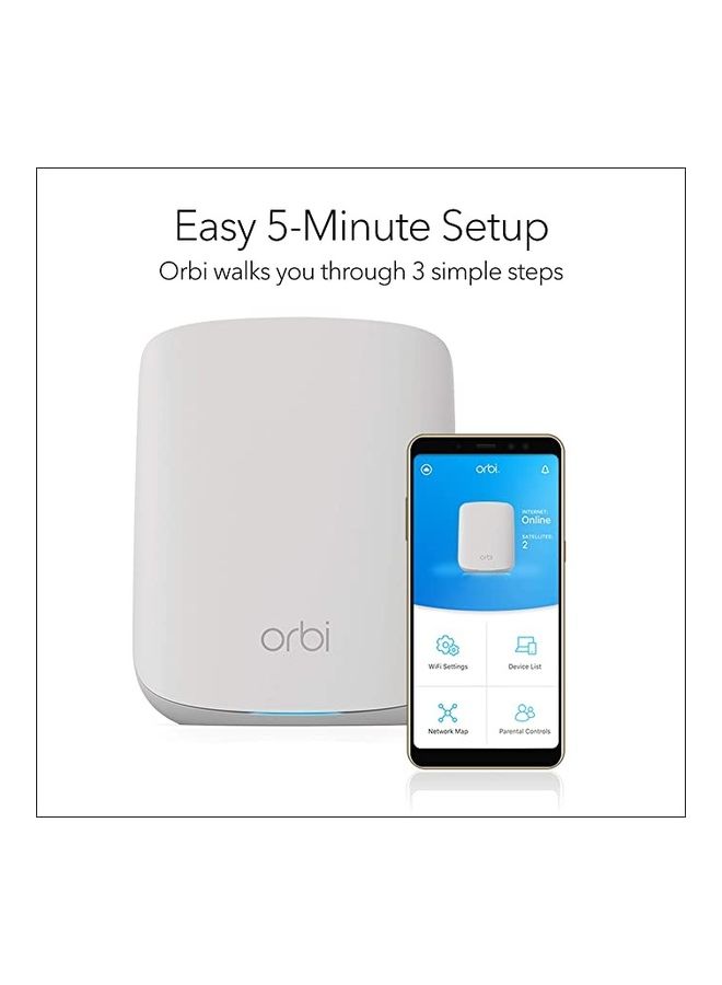 NETGEAR - Orbi Mesh WiFi System (RBK352) | WiFi 6 Mesh Router with 1 Satellite Extender |WiFi Mesh Whole Home Dual Band Coverage up to 2,500 sq. ft. and 30+ Devices | AX1800 WiFi 6 (Up to 1.8 Gbps) White - Image 1