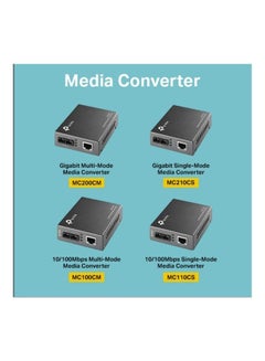 TP-LINK Fast Ethernet SFP to RJ45 Fiber Media Converter | Fiber to Ethernet Converter | 10/100Mbps RJ45 Port to 100Base-FX Multi-Mode Fiber (MC100CM) Black  - Image 2
