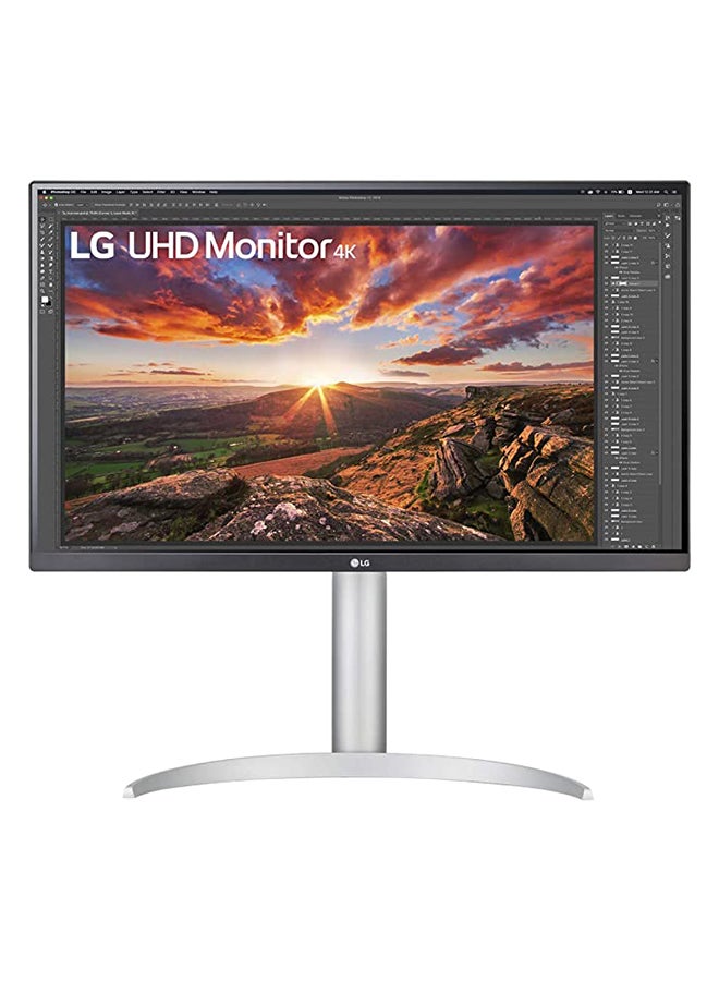 LG - 27 Inch UHD 4K IPS Monitor with VESA DisplayHDR 400, USB-C, Adjustable Stand, Silver 27UP850-W Silver - Image 1