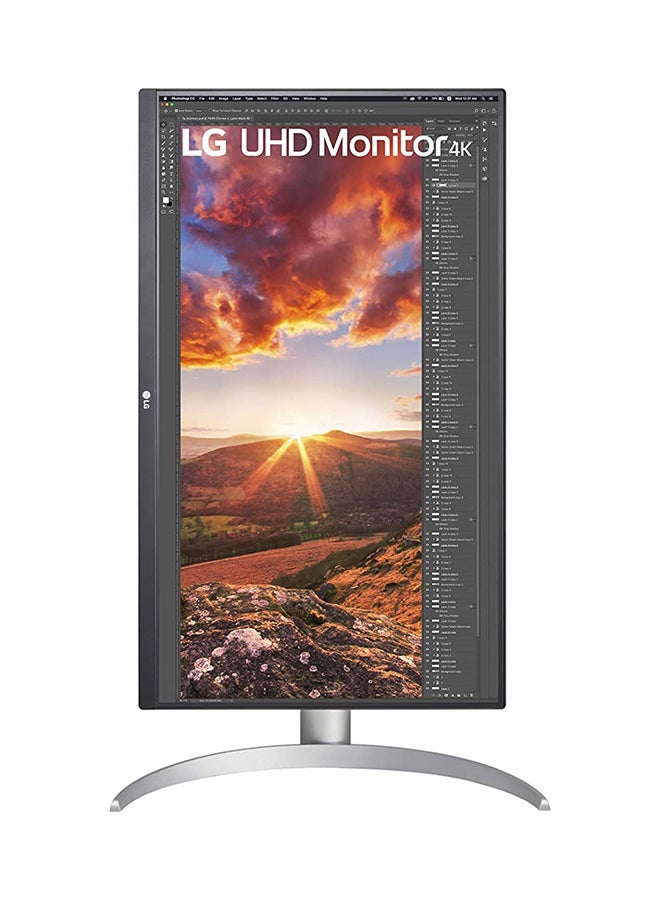 LG - 27 Inch UHD 4K IPS Monitor with VESA DisplayHDR 400, USB-C, Adjustable Stand, Silver 27UP850-W Silver - Image 1