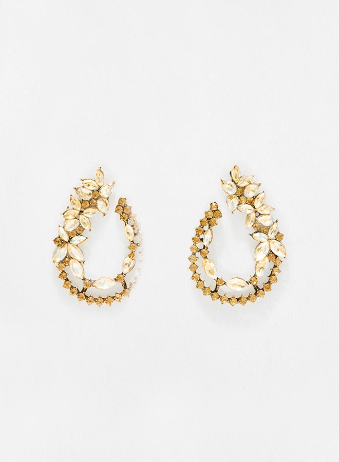 Pipa Bella - Floral Lace Light Brown Color Crystal Earrings - Image 1
