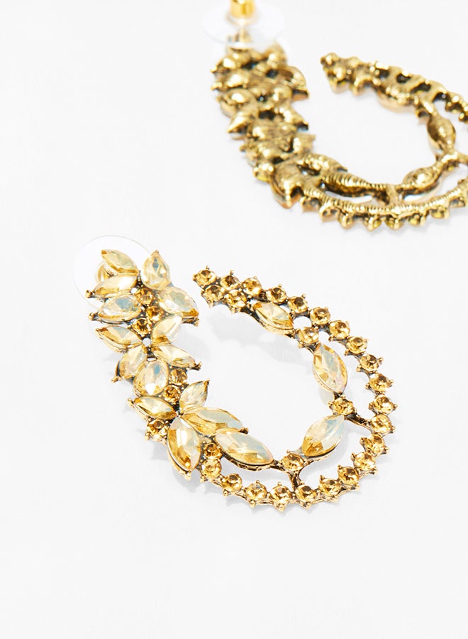 Pipa Bella - Floral Lace Light Brown Color Crystal Earrings - Image 1
