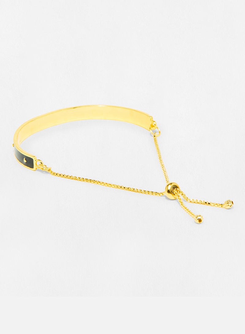 Pipa Bella Black Havana Studded Adjustable Enamel Cuff Bracelet - Image 2