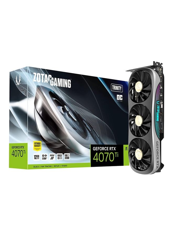 بطاقة رسومات للالعاب جيفورس RTX 4070 Ti ترينيتي OC DLSS 3 12GB بذاكرة GDDR6X 192-bit و‏PCIE 4.0 بسرعة ‎21 Gbps وتبريد مطور ايس ستورم 2.0 واضاءة سبيكترا 2.0 اضاءة RGB من زوتاك، ZT-D40710J-10P أبيض - v1677218700/N53387383A_1