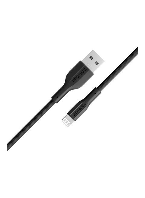 USB-A to Lightning Cable, Durable 10W USB-A to Lightning Charger with 480 Mbps Data Transfer, 10000 Bend Test and 100 cm Anti-Tangle Silicone Cord for iPhone 14, iPad, AirPods Pro, XCord-Ai. Black
