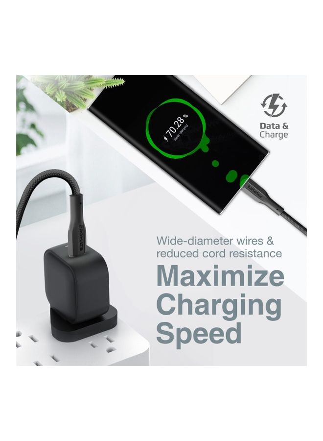 بروميت كابل USB-C إلى USB-C، كابل شحن سريع 60 وات ممتاز من النوع C مع مزامنة بيانات 480 ميجابت في الثانية وكابل سيليكون مضاد للتشابك بطول 100 سم لهاتف Samsung Galaxy S22 وiPad Air وDell XPS 13 وXCord-CC - Image 2