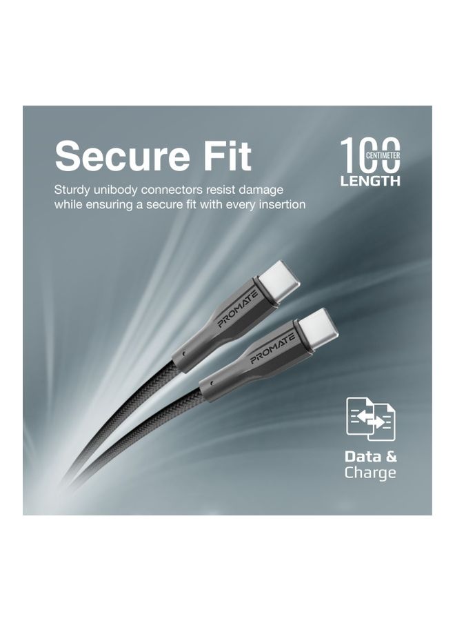 بروميت كابل USB-C إلى USB-C، كابل شحن سريع 60 وات ممتاز من النوع C مع مزامنة بيانات 480 ميجابت في الثانية وكابل سيليكون مضاد للتشابك بطول 100 سم لهاتف Samsung Galaxy S22 وiPad Air وDell XPS 13 وXCord-CC - Image 5