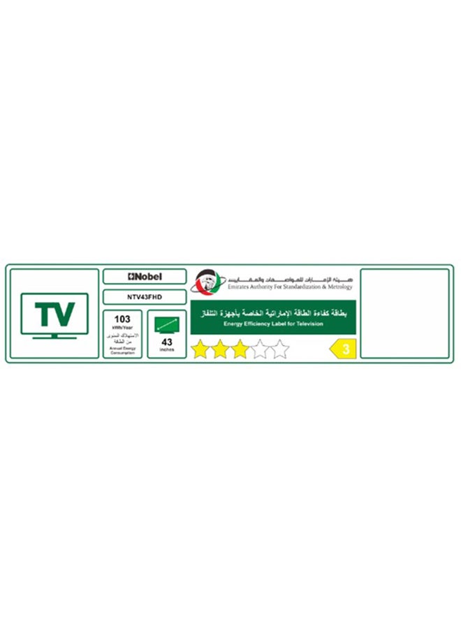 43 Inch LED Flat Frame Less FHD Smart Android Netflix, Youtube, Amazon Prime NTV43FHD Black