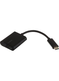 belkin USB-C Splitter (Audio + Charge Adapter) USB-C Headphone Adapter, USB-C PD Fast Charging Black  - Image 1
