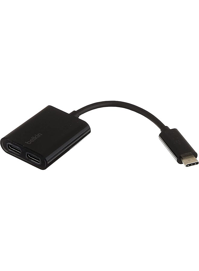 بيلكين مقسم USB-C (محول الصوت + الشحن) محول سماعة الرأس USB-C، الشحن السريع USB-C PD باللون الأسود  - Image 1