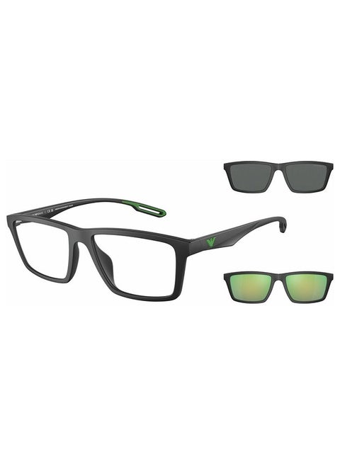 unisex Full-Rimmed Rectangular Frame Clip On Ea4189U 50011W Size 55 Matte Black Demo Lens