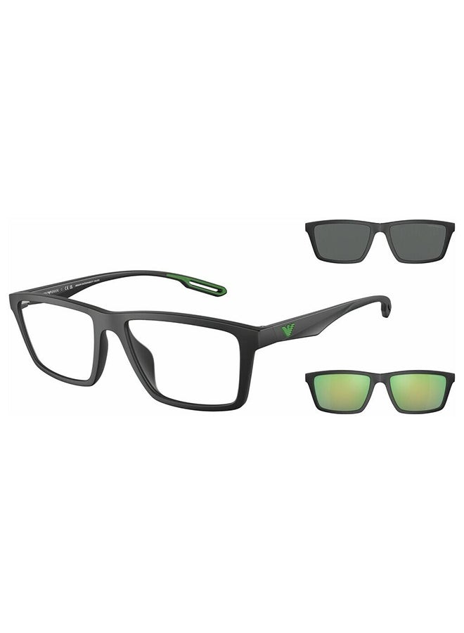 EMPORIO ARMANI - unisex Full-Rimmed Rectangular Frame Clip On Ea4189U 50011W Size 55 Matte Black Demo Lens - Image 1