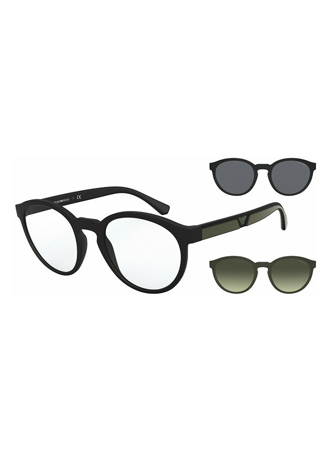 EMPORIO ARMANI - Full-Rimmed Round Frame Clip On Ea4152 50421W Size 52 Matte Black Demo Lens - Image 1
