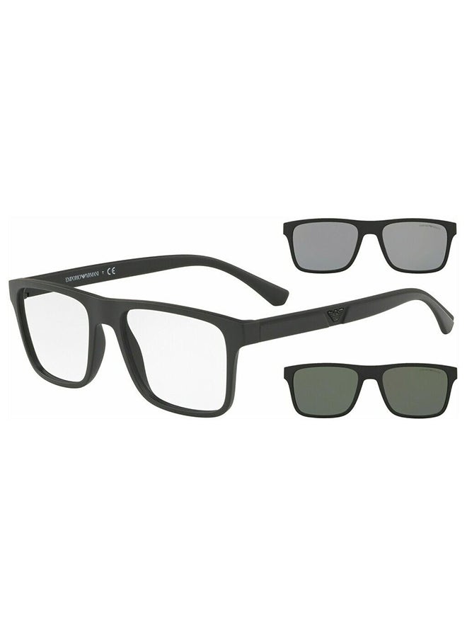 EMPORIO ARMANI unisex Full-Rimmed Rectangular Frame Clip On Ea4115 58011W Size 54 Matt Black Demo Lens  - Image 1