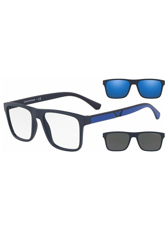 EMPORIO ARMANI unisex Full-Rimmed Rectangular Frame Clip On Ea4115 57591W Size 54 Dark Blue Demo Lens  - Image 1