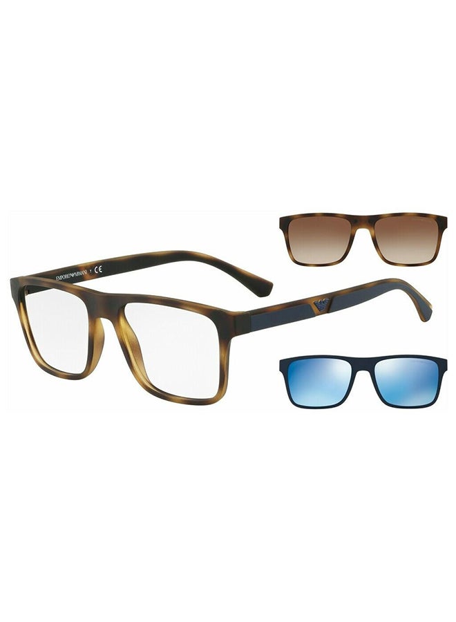 EMPORIO ARMANI - unisex Full-Rimmed Rectangular Frame Clip On Ea4115 50891W Size 54 Matt Havana Demo Lens - Image 1