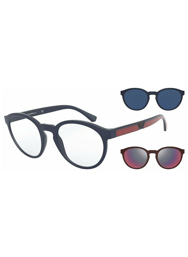 EMPORIO ARMANI unisex Full-Rimmed Round Frame Clip On Ea4152 56691W Size 52 Matte Blue Demo Lens  - Image 1