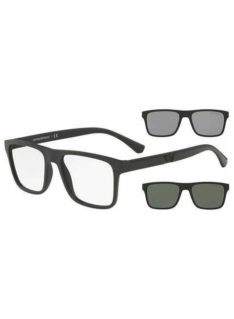 unisex Full-Rimmed Rectangular Frame Clip On Ea4115 58011W Size 52 Matte Black Demo Lens
