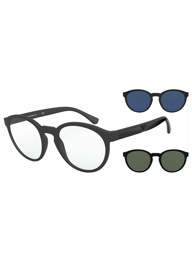 EMPORIO ARMANI unisex Full-Rimmed Round Frame Clip On Ea4152 58011W Size 52 Matte Black Demo Lens  - Image 1