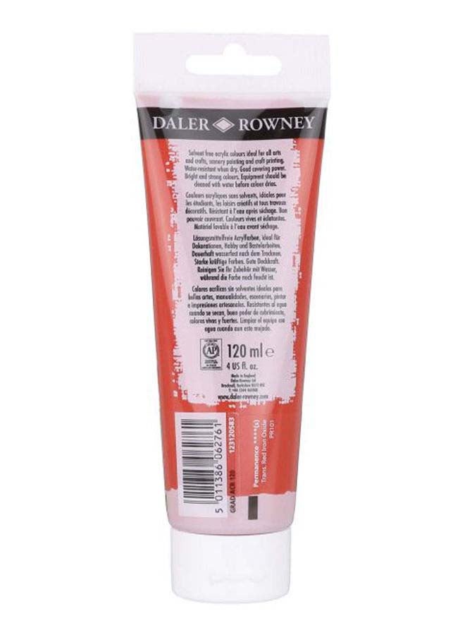 Daler Rowney - Acrylic Color Tube, Primary - 120 Ml Red - Image 1