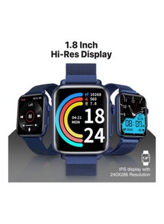 PROMATE Smart Watch, Bluetooth 5.1 Health and Fitness Tracker with 1.8” IPS Display, 15-20 Day Battery Life, 100 Watch Faces, 37 Sports Modes and IP68 Water Resistance for iPhone 14, Galaxy S22, ProWatch-B18 Blue  - Image 4