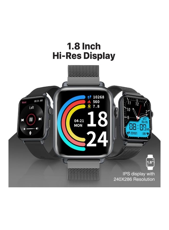 PROMATE - Smart Watch, Bluetooth 5.1 Health and Fitness Tracker with 1.8” IPS Display, 15-20 Day Battery Life, 100 Watch Faces, 37 Sports Modes and IP68 Water Resistance for iPhone 14, Galaxy S22, ProWatch-B18 Graphite - Image 1