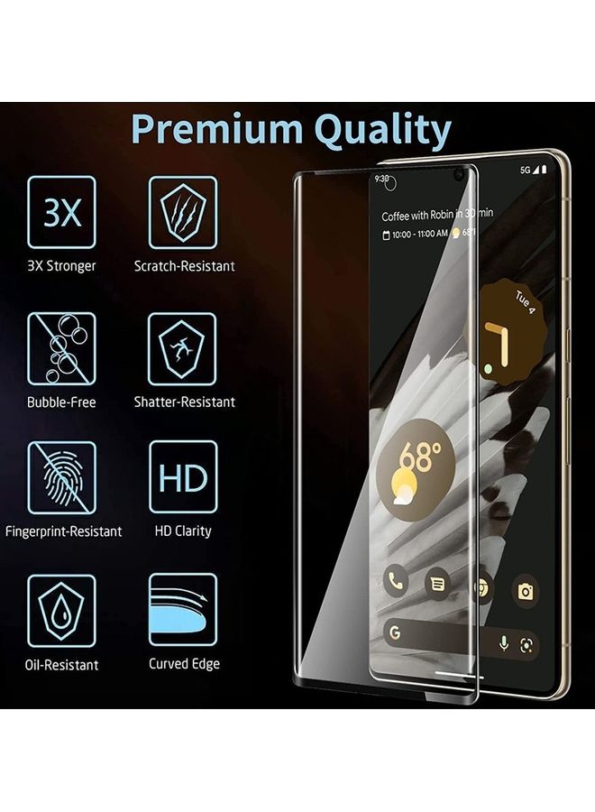 MARGOUN Google Pixel 7 Pro Screen Protector Tempered Glass 9H Anti-Scratch Shatterproof HD Edge to Edge Full Coverage Film 6.7 Inch Clear/Black - Image 3
