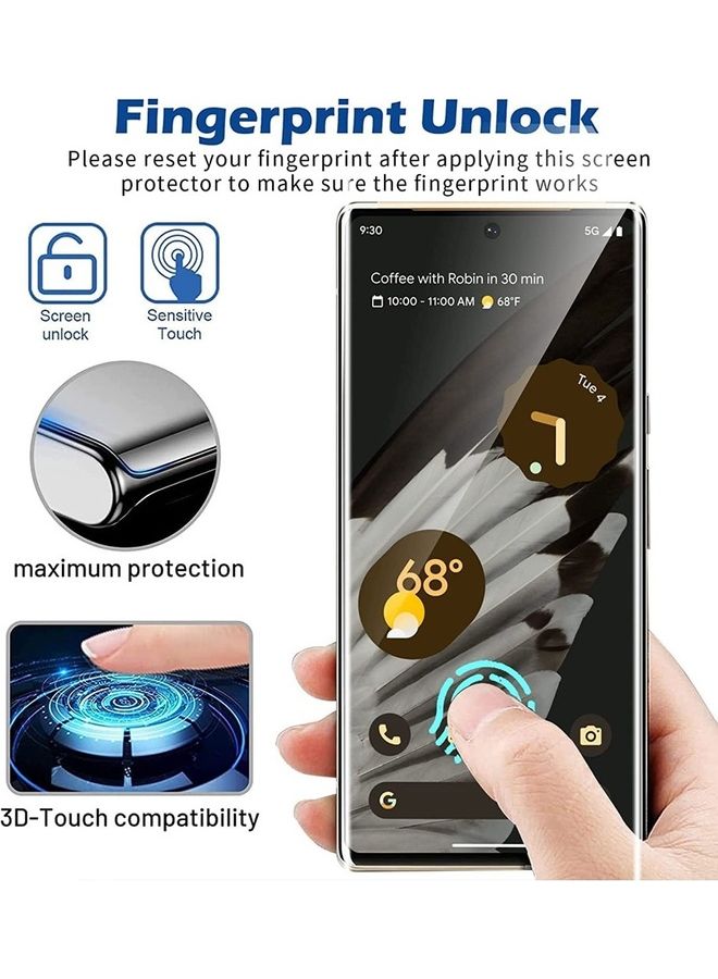 MARGOUN Google Pixel 7 Pro Screen Protector Tempered Glass 9H Anti-Scratch Shatterproof HD Edge to Edge Full Coverage Film 6.7 Inch Clear/Black - Image 4