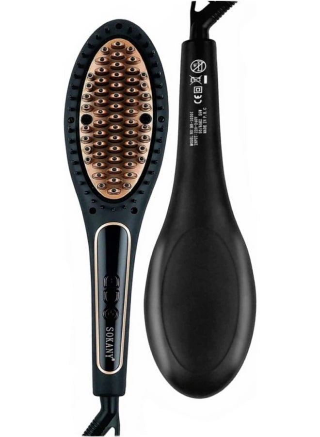 sokany Processional LCD Hair Straightener Brush Black  - Image 3