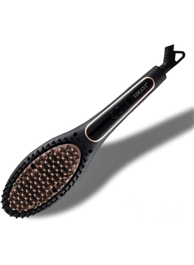sokany Processional LCD Hair Straightener Brush Black  - Image 5