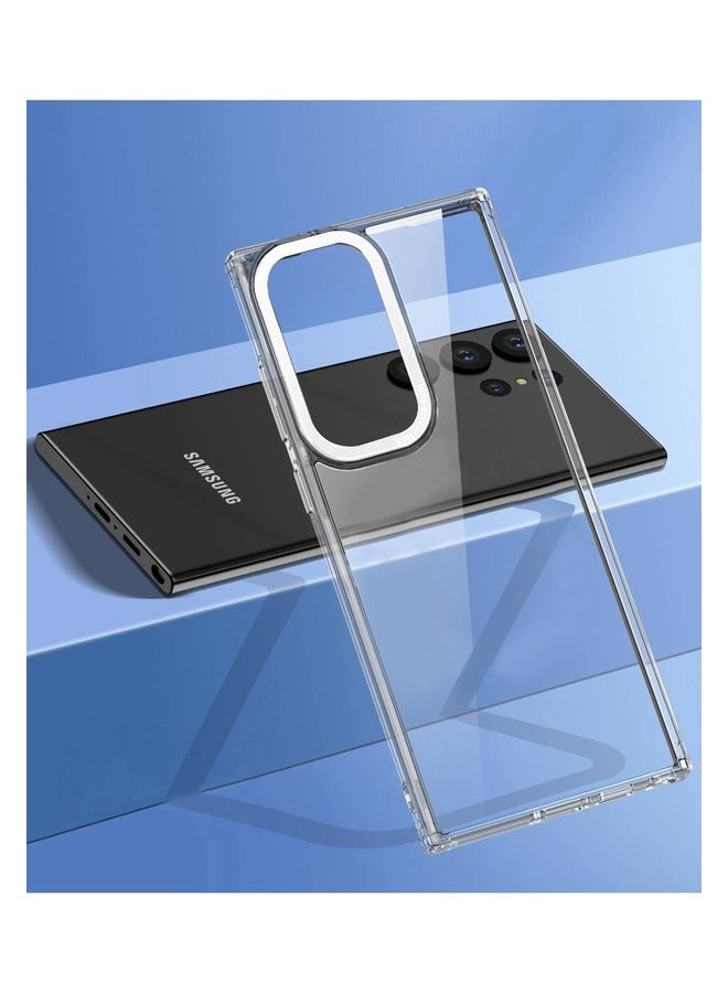 MARGOUN Samsung Galaxy S23 Ultra Clear Case Shockproof Slim Anti-Yellow Hybid Hard PC+ TPU Cover Metal Camera Lens Frame Clear/White - Image 1