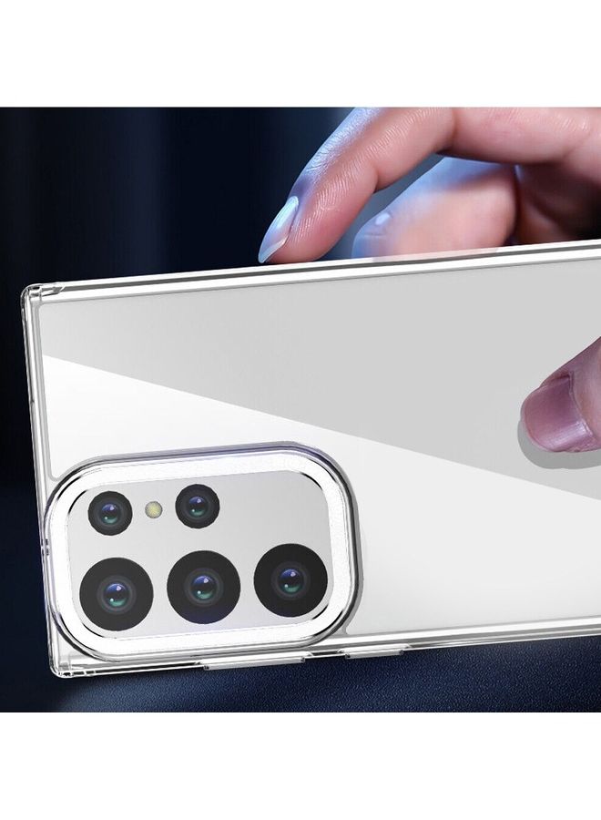 MARGOUN Samsung Galaxy S23 Ultra Clear Case Shockproof Slim Anti-Yellow Hybid Hard PC+ TPU Cover Metal Camera Lens Frame Clear/White - Image 2