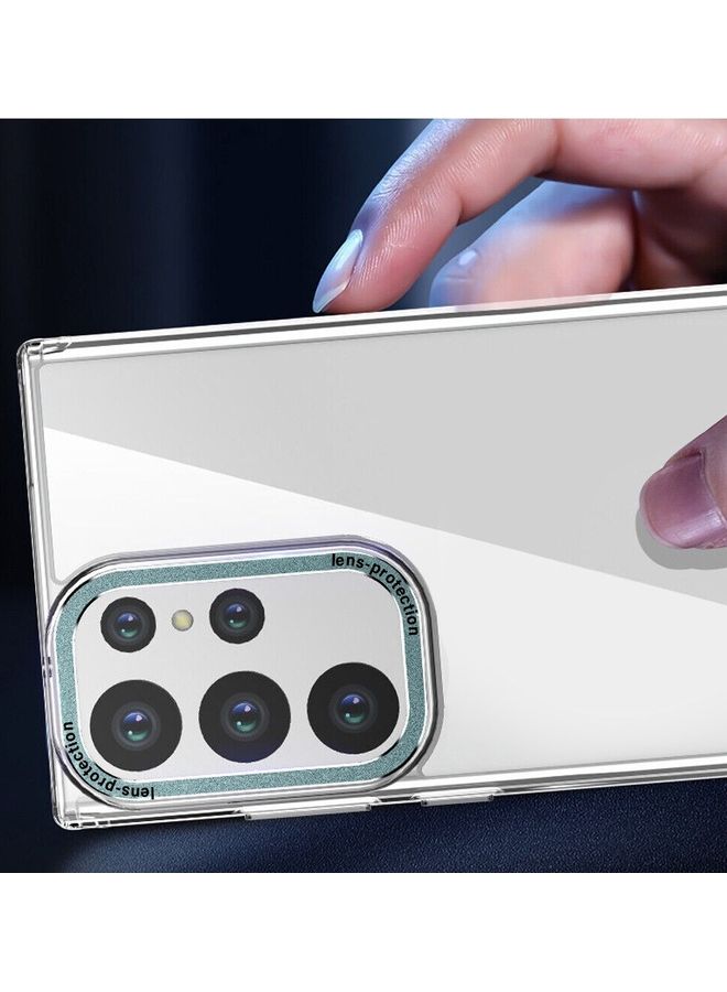 MARGOUN Samsung Galaxy S23 Ultra Clear Case Shockproof Slim Anti-Yellow Hybid Hard PC+ TPU Cover Metal Camera Lens Frame Clear/Green - Image 2