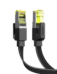 UGREEN Ethernet Cable Cat7 Ribbon Braided Flat Wire RJ45 Cable 10Gbps 600MHz High Speed Patch Cord Compatible with PS4,PS5, WiFi Extender, Smart TV, Switch, Raspberry, Modem, Router (3M) Black