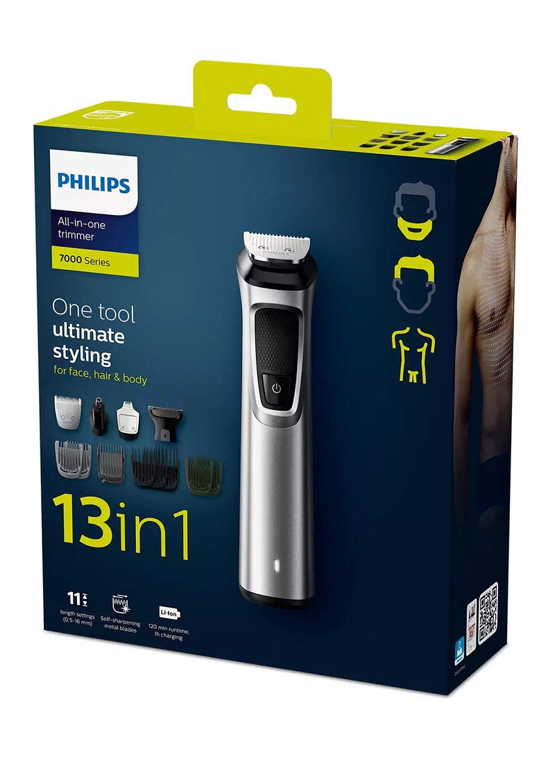 Philips - Trimmer Series 7000 - 13 In 1 - For Face Hair And Body - MG7715/13 Silver/Black - Image 1