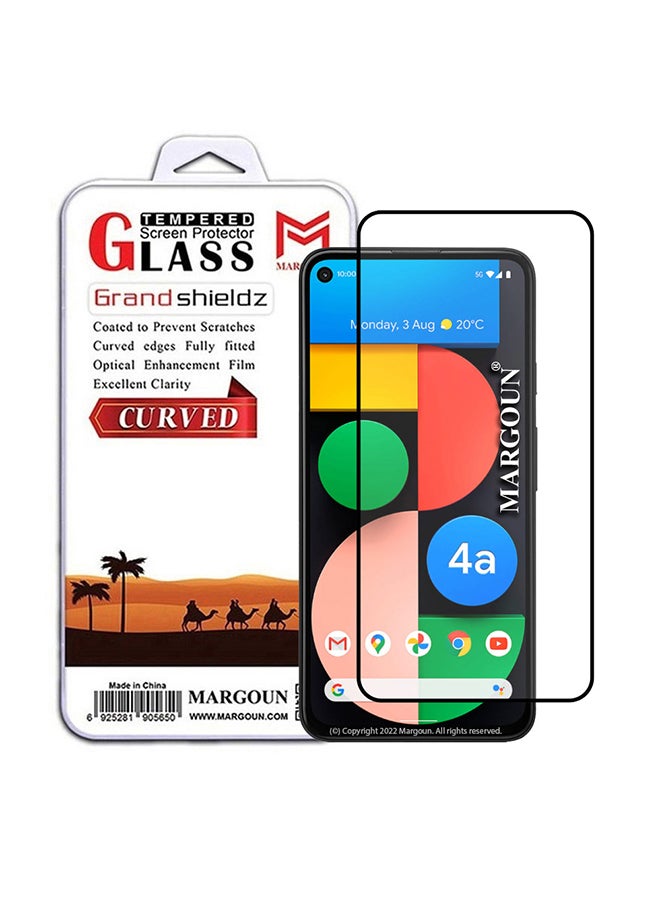 MARGOUN Grand Shieldz 3D Tempered Glass Screen Protector for Google Pixel 4a 5G (6.2 inch) Clear/Black - Image 1