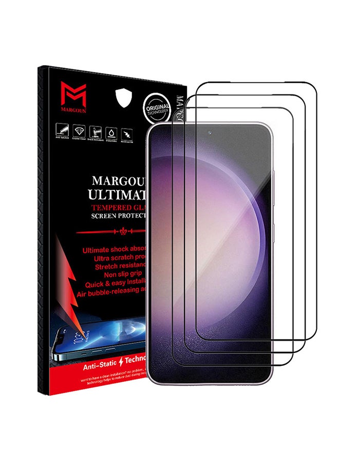 MARGOUN 3Pack for Samsung Galaxy S23 Plus Screen Protector Tempered Glass 9H Anti-Scratch Shatterproof HD Edge to Edge Full Coverage Film 6.6 inch Clear/Black - Image 1