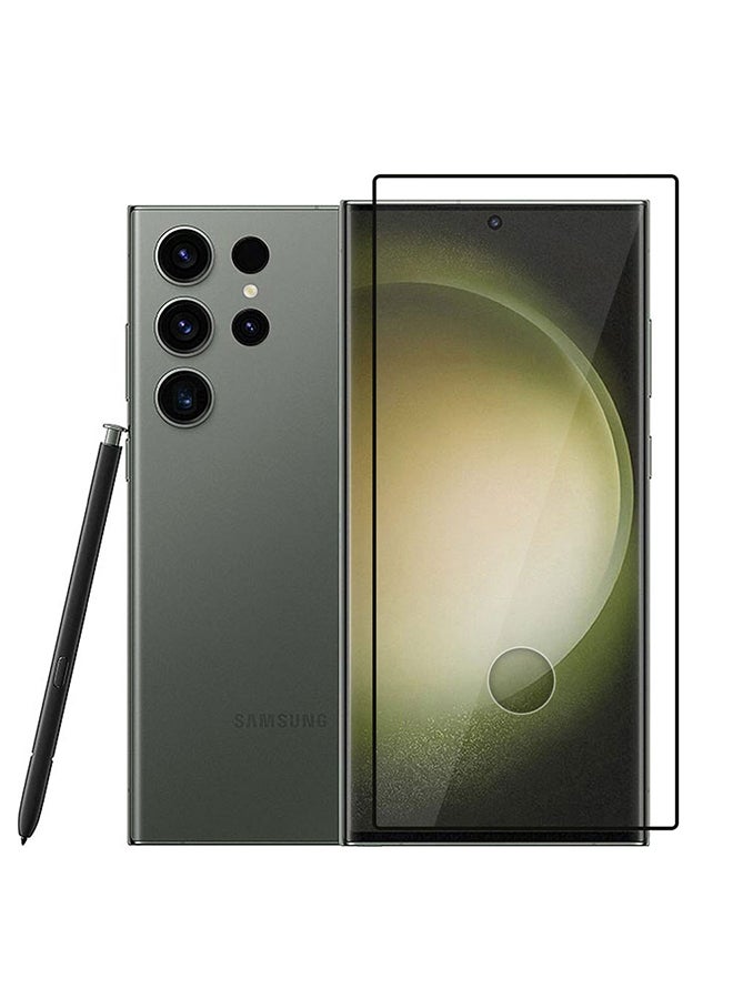 مارجون واقي شاشة سامسونج جالاكسي S23 الترا من الزجاج المقسى 9H مضاد للخدش ومضاد للكسر عالي الدقة من الحافة إلى الحافة بتغطية كاملة 6.8 بوصة شفاف/أسود شفاف/ أسود - Image 2