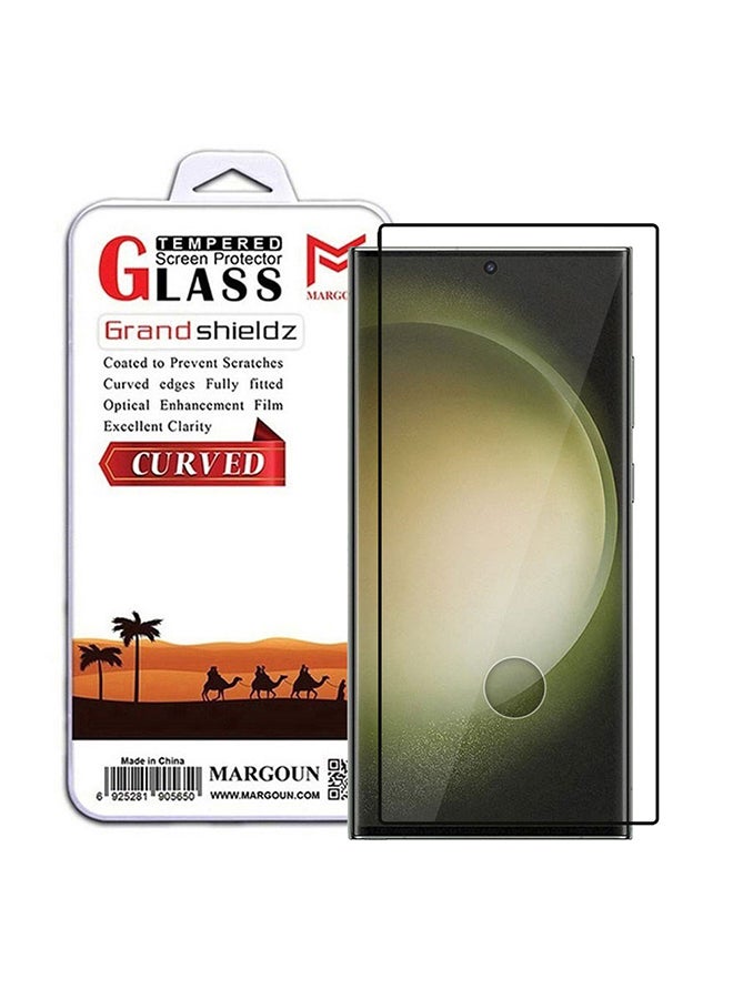 مارجون واقي شاشة سامسونج جالاكسي S23 الترا من الزجاج المقسى 9H مضاد للخدش ومضاد للكسر عالي الدقة من الحافة إلى الحافة بتغطية كاملة 6.8 بوصة شفاف/أسود شفاف/ أسود - Image 1