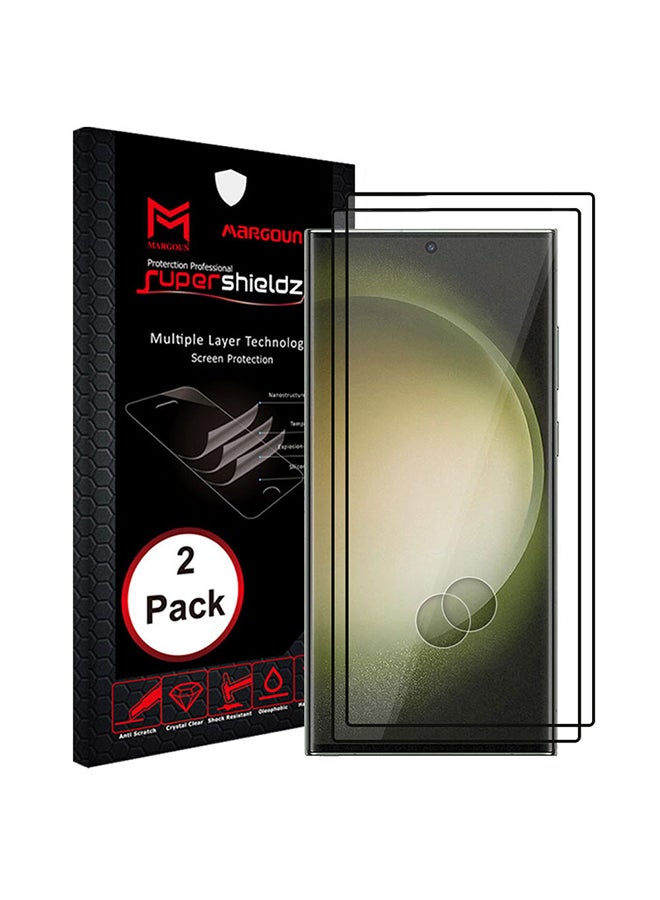 MARGOUN 2Pack for Samsung Galaxy S23 Ultra Screen Protector Tempered Glass 9H Anti-Scratch Shatterproof HD Curved Edge to Edge Full Coverage Film 6.8 inch Clear/Black - Image 1