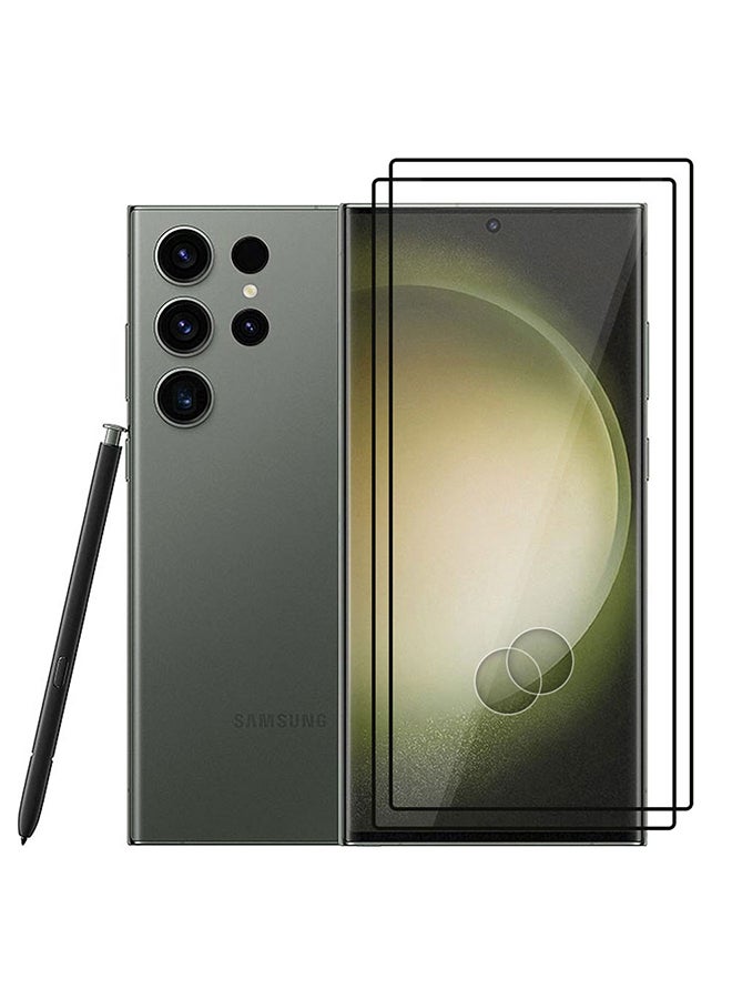 MARGOUN 2Pack for Samsung Galaxy S23 Ultra Screen Protector Tempered Glass 9H Anti-Scratch Shatterproof HD Curved Edge to Edge Full Coverage Film 6.8 inch Clear/Black - Image 2